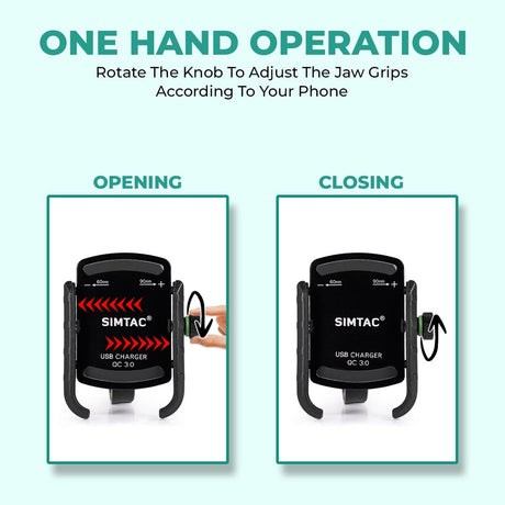 Simtac MHC3 Super Grip motorcycle mobile holder with QC 3.0 charger