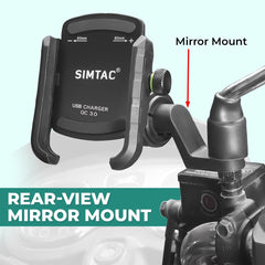 Simtac MHC3 Super Grip motorcycle mobile holder with QC 3.0 charger