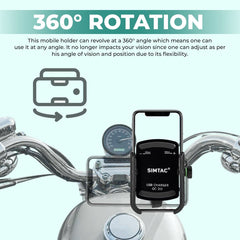 Simtac MHC3 Super Grip motorcycle mobile holder with QC 3.0 charger