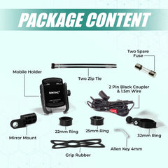Simtac MHC3 Super Grip motorcycle mobile holder with QC 3.0 charger