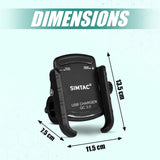 Simtac MHC3 Super Grip motorcycle mobile holder with QC 3.0 charger