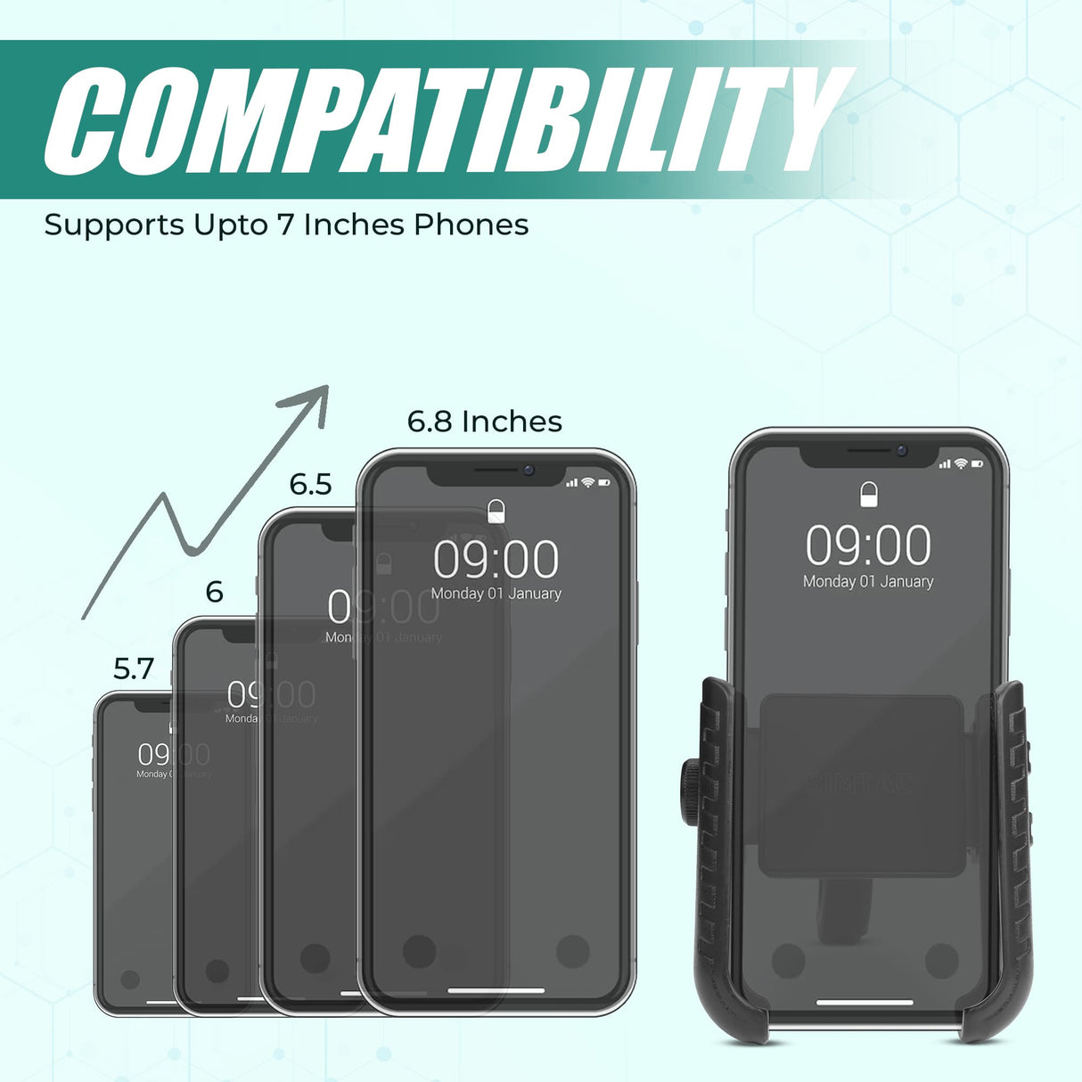 Simtac JQL1 Quick Lock Jaw Grip Mobile Holder for Bike Motorcycle Phone Mount