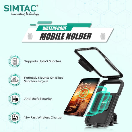 Simtac MHWPWC-15C waterproof wireless charging bike mobile holder