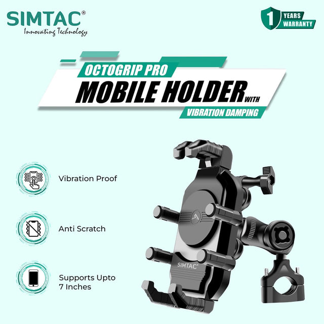 Simtac MH03-PRO Octo Grip motorcycle mobile holder with vibration damper
