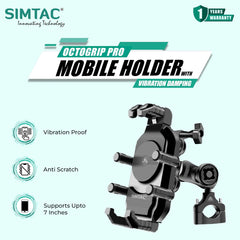 Simtac MH03-PRO Octo Grip motorcycle mobile holder with vibration damper