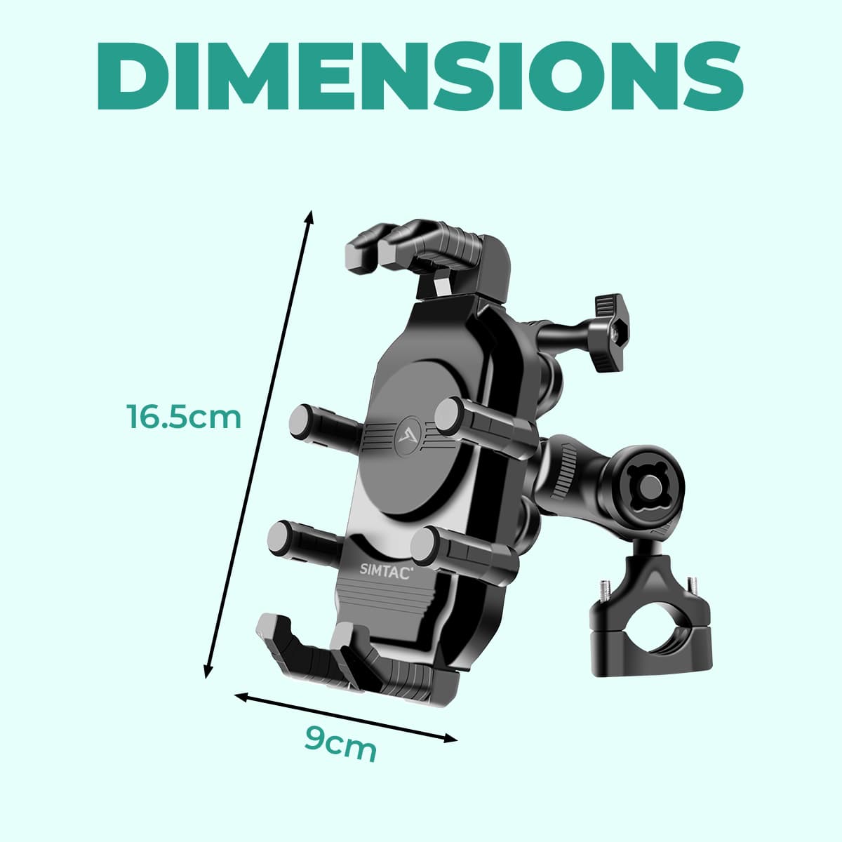 Simtac MH03-PRO Octo Grip motorcycle mobile holder with vibration damper