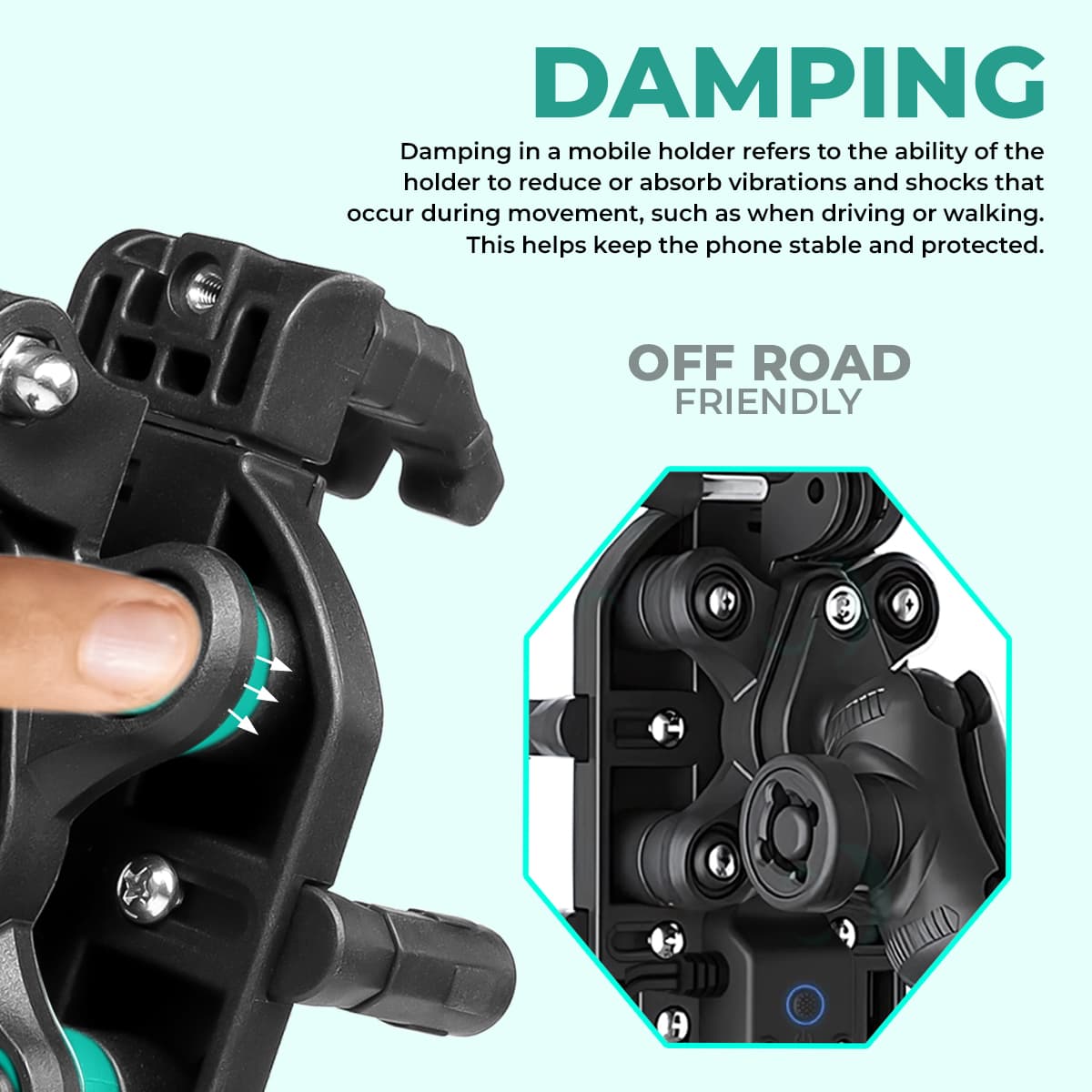 Simtac MH03WC-PRO Octo Grip wireless charging motorcycle mobile holder