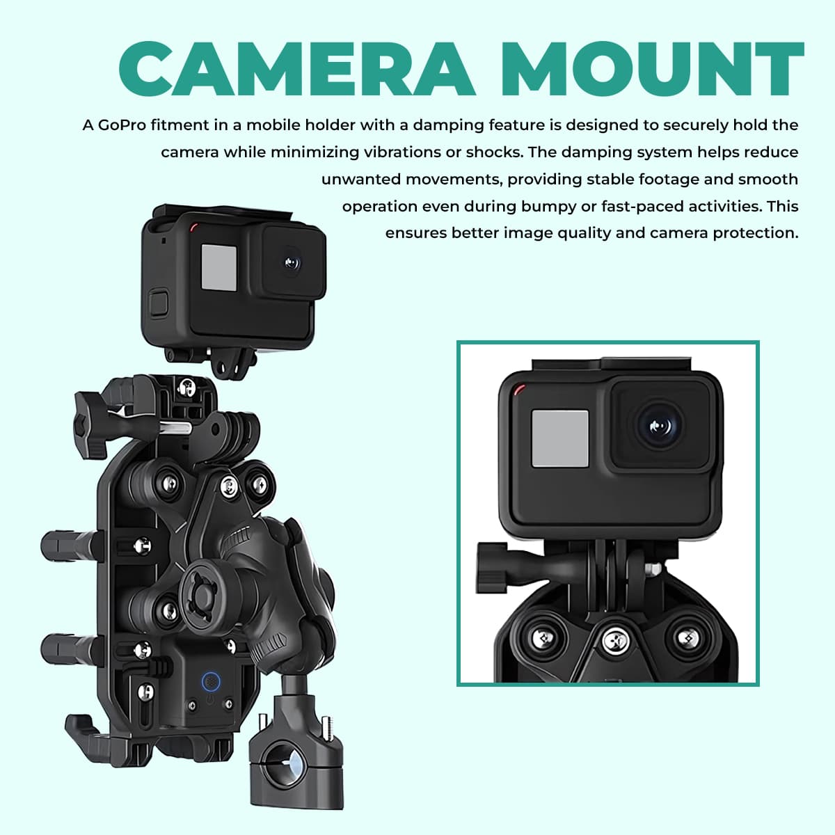 Simtac MH03WC-PRO Octo Grip wireless charging motorcycle mobile holder