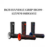 RCB HG99 125mm two-tone motorcycle handle grips in Black/Blue 01HG032A, Black/Grey 01HG032J and Black/Red 01HG032R with dual-surface rubber texture.