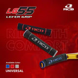 RCB LG55 rubber brake and clutch lever grip covers 01LG001 in Red 01LG001R, Blue 01LG001A and Grey 01LG001J for compatible motorcycle levers.