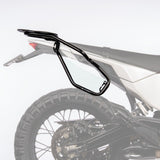 Auto Engina Saddle Stay and Top Rack Combo for 2026 KTM 390 Enduro R with Gloss Black powder-coated soft luggage carrier system