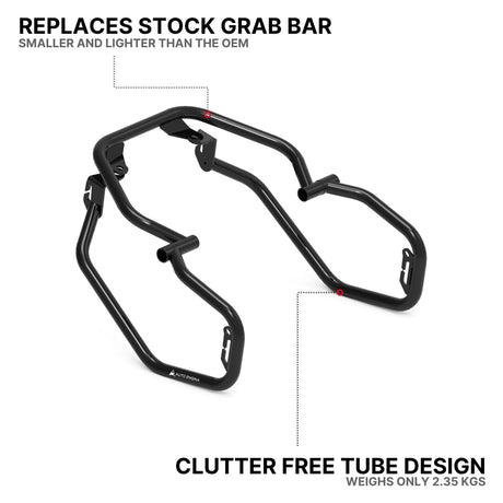 Auto Engina Saddle Stay and Grab Bar for 2026 KTM 390 Enduro R in Gloss Black with soft luggage and saddle bag support