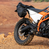 Auto Engina Saddle Stay and Grab Bar for 2026 KTM 390 Enduro R in Gloss Black with soft luggage and saddle bag support