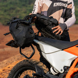 Auto Engina Saddle Stay and Grab Bar for 2026 KTM 390 Enduro R in Gloss Black with soft luggage and saddle bag support