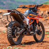 Auto Engina Saddle Stay and Grab Bar for 2026 KTM 390 Enduro R in Gloss Black with soft luggage and saddle bag support