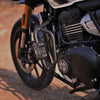 Auto Engina textured black crash guard with built-in sliders for Triumph Scrambler 400X motorcycle