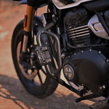 Auto Engina textured black crash guard with built-in sliders for Triumph Scrambler 400X motorcycle