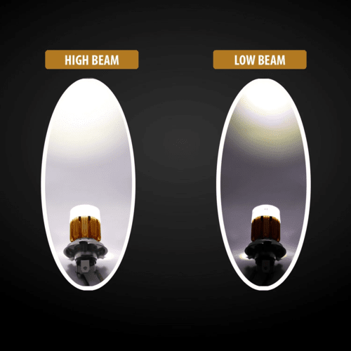 Universal H4 LED headlight bulb for bike and car with 2000LM white light and multicolor LED ring