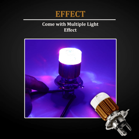 White/MultiColor H4 Headlight Bulb for Bikes Universal For Car Universal For Bike (Upper Multicolor/Dipper White, Type H4 headlight bulb)