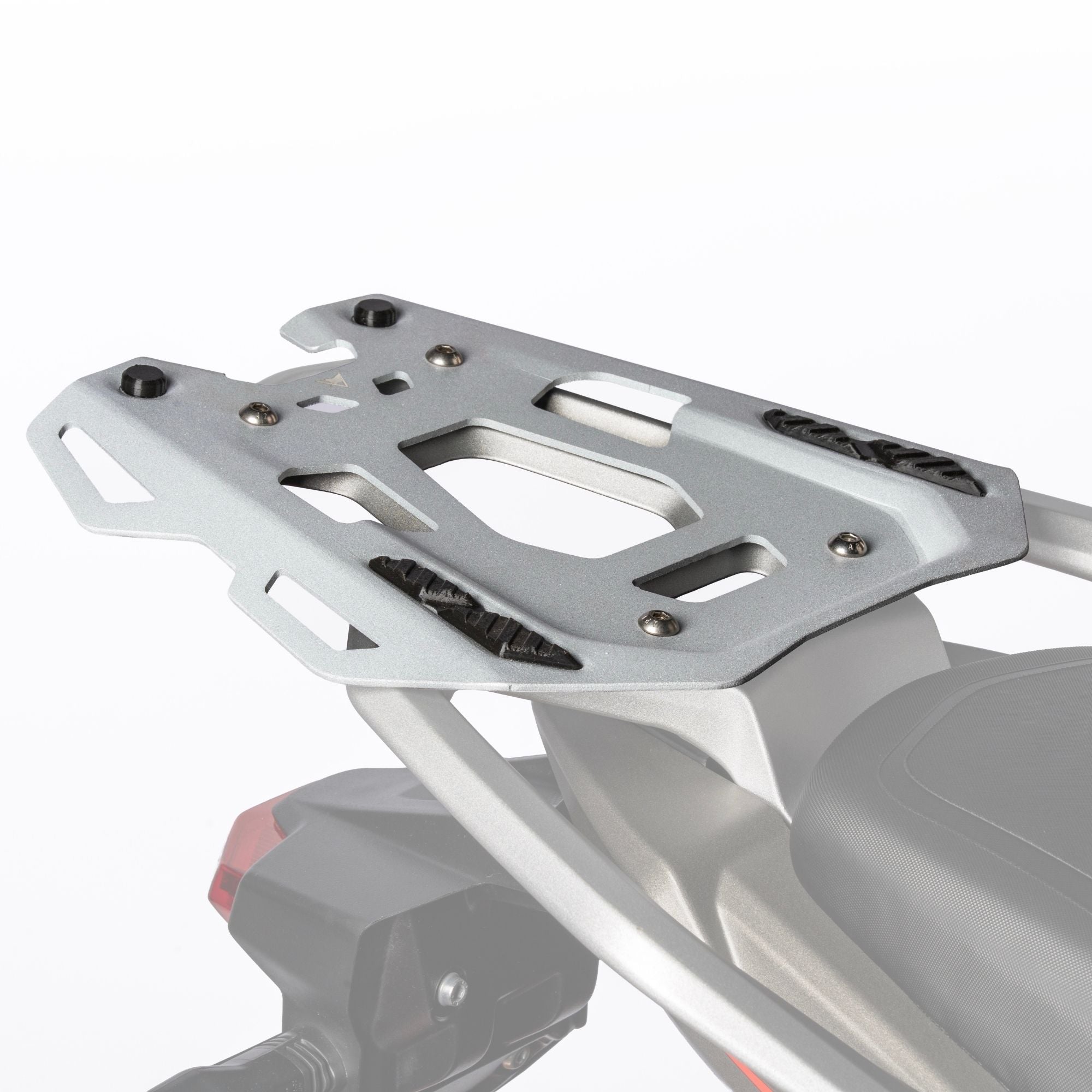Auto Engina Aluminium Top Rack Plate for TVS Apache RTX 300 – Textured Black & Mirage Silver Luggage Mounting Plate
