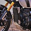 Auto Engina Black-Silver aluminium and stainless steel radiator guard for Triumph Scrambler 400X motorcycle