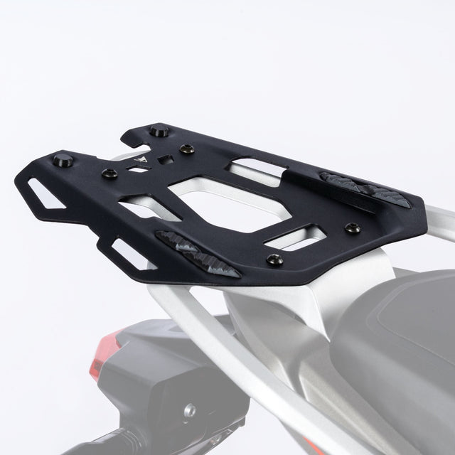 Auto Engina Aluminium Top Rack Plate for TVS Apache RTX 300 – Textured Black & Mirage Silver Luggage Mounting Plate
