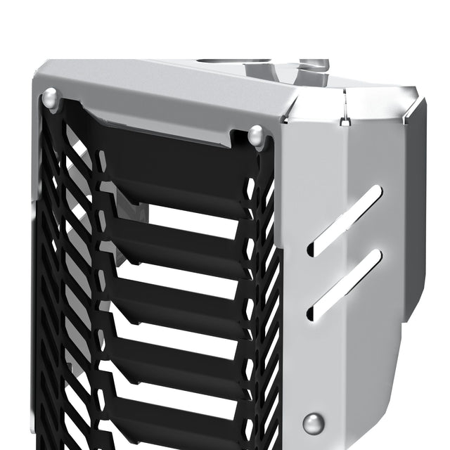Auto Engina Black-Silver aluminium and stainless steel radiator guard for Triumph Scrambler 400X motorcycle