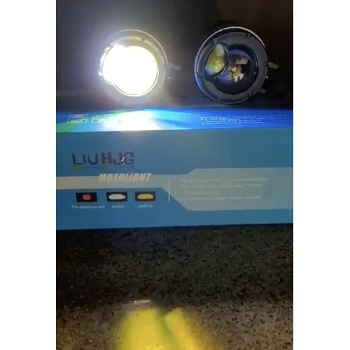 HJG P49 Dual Lens 120W New Model with Power Adaptor Foglight Ultra Wide Dual Intensity LED Driving Fog Lights White/Yellow (2*60W = 120W Total) Universal For All Cars & Bikes