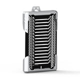 Auto Engina Black-Silver aluminium and stainless steel radiator guard for Triumph Scrambler 400X motorcycle