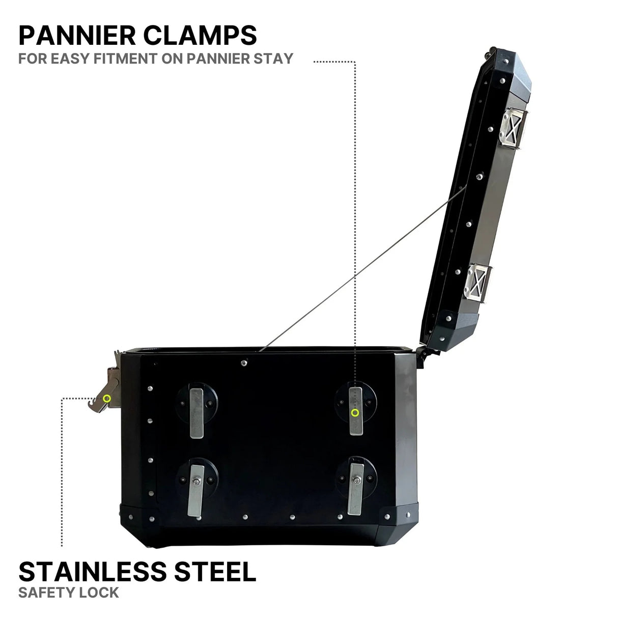 Auto Engina 72L Black Aluminium Panniers for Royal Enfield Himalayan 450 Adventure Touring Motorcycle