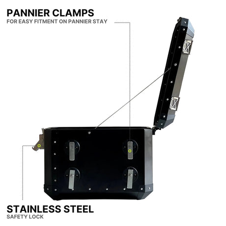 Auto Engina 72L Black Aluminium Panniers for Royal Enfield Himalayan 450 Adventure Touring Motorcycle