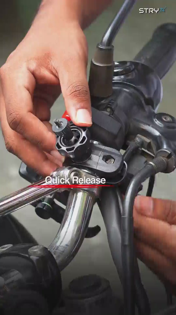 STRYX Quick Release Handlebar Mount for Motorcycle Dashcam with 16-26mm Handlebar Compatibility