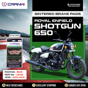 CRANK1 CB346 Sintered Rear Brake Pads for Royal Enfield Shotgun 650 (2024-2025) | LEGUNDARY Custom