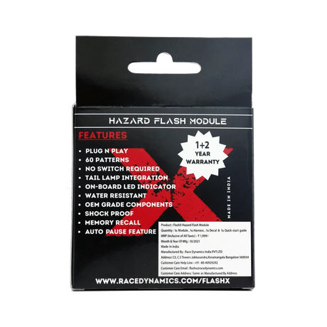 Race Dynamics Flash X hazard module for Hero Xpulse 200 and Xpulse 200 4V with 60 blink patterns