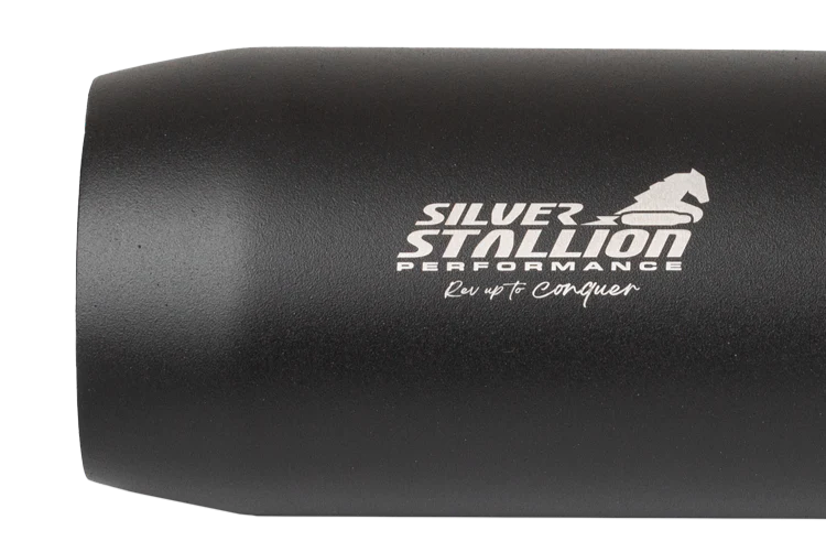 Silver Stallion performance exhaust for Royal Enfield Classic 650 available in silver matte black and brushed finish