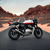 Barrel Atom 2.0 mirror polished stainless steel exhaust for Royal Enfield Interceptor 650 and Continental GT 650