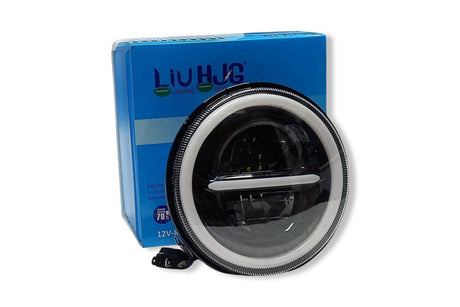 LIU HJG Minus 7 Inch 110W LED Headlight With Ring for Royal Enfield Thar Gypsy Harley Davidson