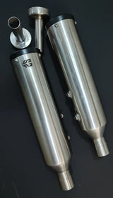 SS Motocorp Slip-On Exhaust Pair for Royal Enfield Super Meteor 650 Steel Finish with DB Killers