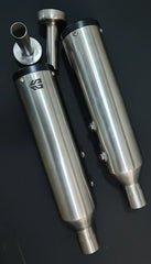 SS Motocorp Slip-On Exhaust Pair for Royal Enfield Super Meteor 650 Steel Finish with DB Killers