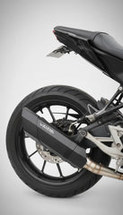 Barrel Rogue black exhaust Yamaha MT15 with bend pipe V1 and V2 performance slip on exhaust