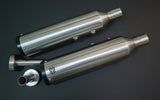SS Motocorp Slip-On Exhaust Pair for Royal Enfield Super Meteor 650 Steel Finish with DB Killers