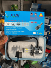 HJG M8 ORIGINAL 100W LED Headlight Bulb H4 For All Motorcycles (Low and High Beam Bulbs (White) AC/DC 100Watt 8 Side Chip) - Type H4