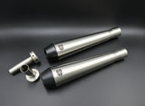 SS Motocorp Slip-On Exhaust Pair Conical Tip Slim Cans for Royal Enfield Interceptor 650 GT 650 Steel Finish