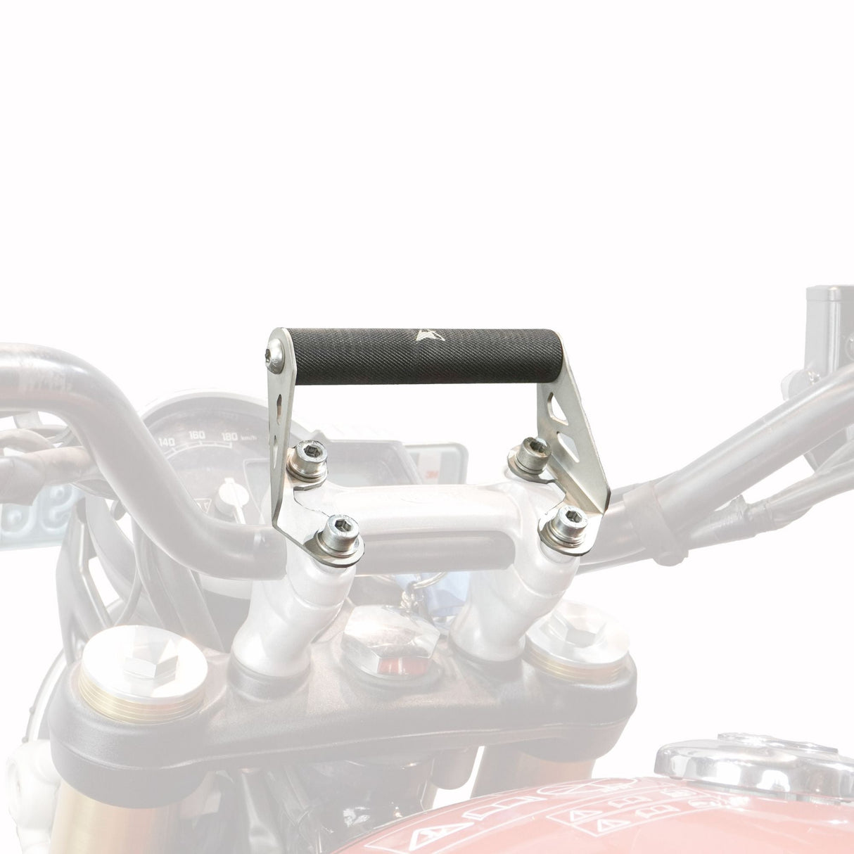Auto Engina GPS Mount for Triumph Scrambler 400X in black with aluminium rod and stainless steel brackets