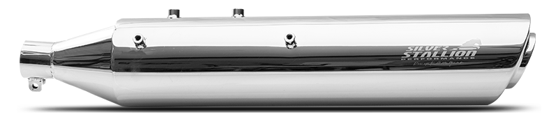 Silver Stallion performance exhaust for Royal Enfield Classic 650 available in silver matte black and brushed finish