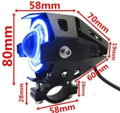 HJG Projector Angel Eyes LED Fog Light For Bike Universal For All Bike (Blue Angel Eyes, 1pc)