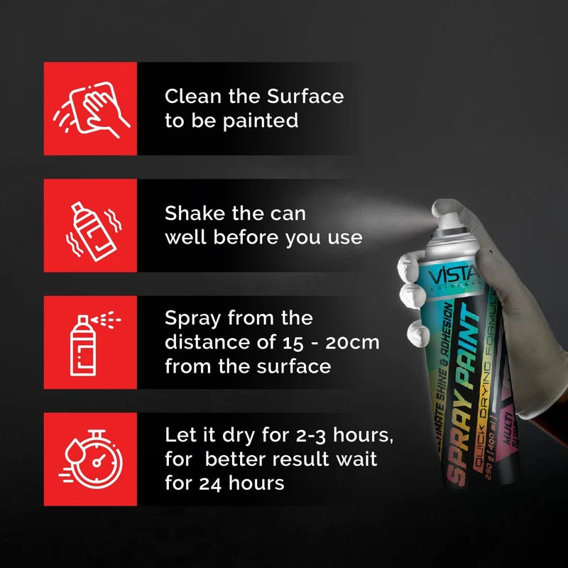 VISTA Auto White Spray Paint aerosol can 400 ml 290 g for automotive touch-ups and multipurpose painting