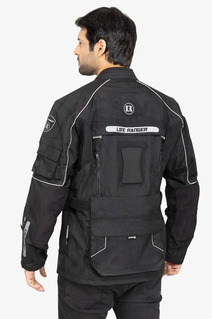 Lone Ranger Wayfarer Black Cordura Touring Motorcycle Riding Jacket with Level 2 Armor