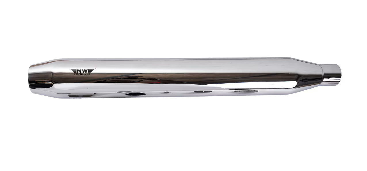 Motowings Type 1 Short Barrel Steel Polish Exhaust for Royal Enfield Classic 350 500 Bullet Electra Thunderbird