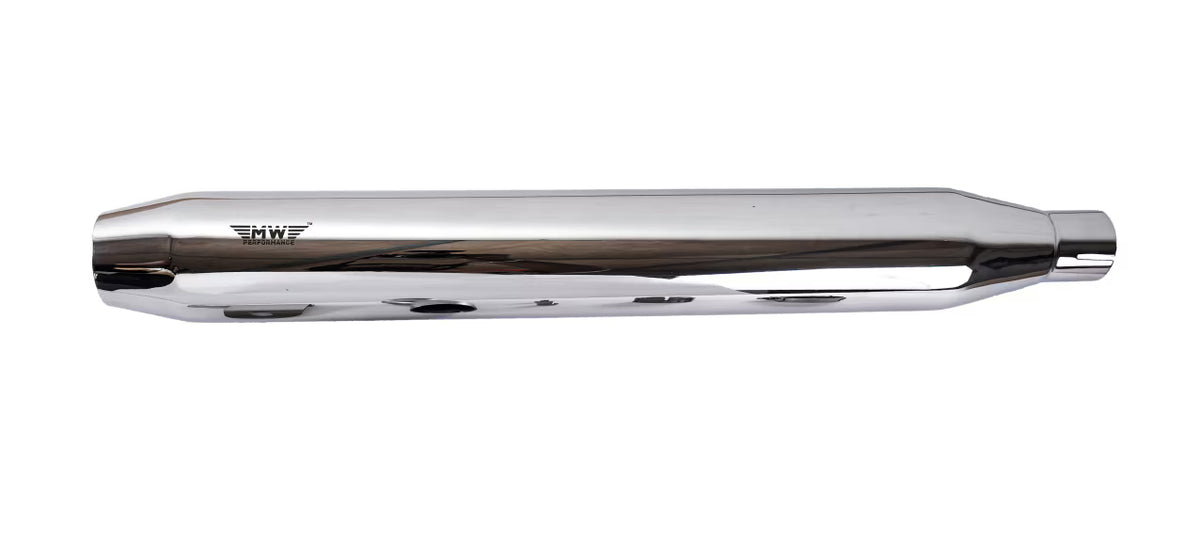 Motowings Type 1 Short Barrel Steel Polish Exhaust for Royal Enfield Classic 350 500 Bullet Electra Thunderbird